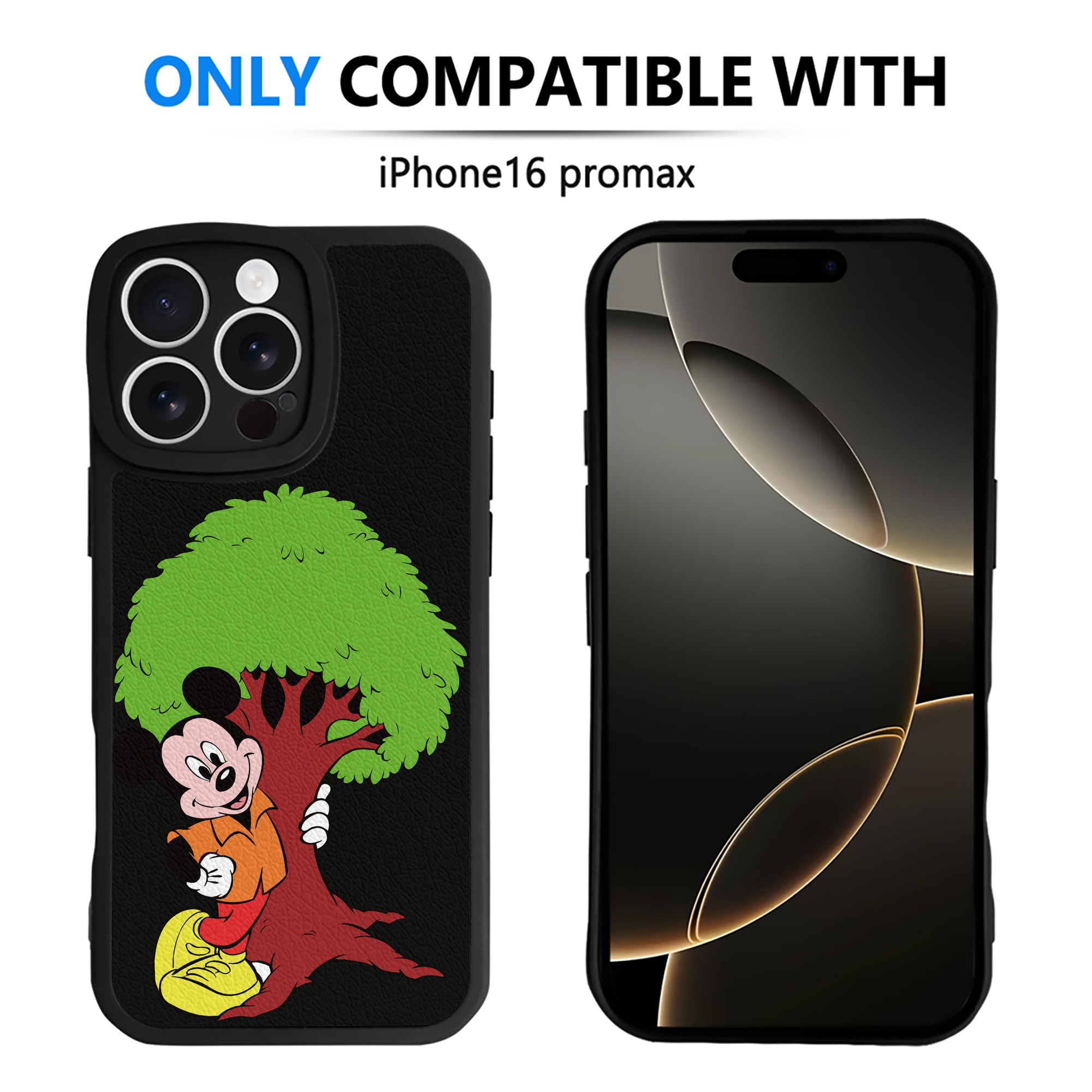 （画像用） ミッキーマウス Mickey Mouse 【iPhone 16シリーズ対応】シリコンスマホケース（レザー調） 材質：シリコン